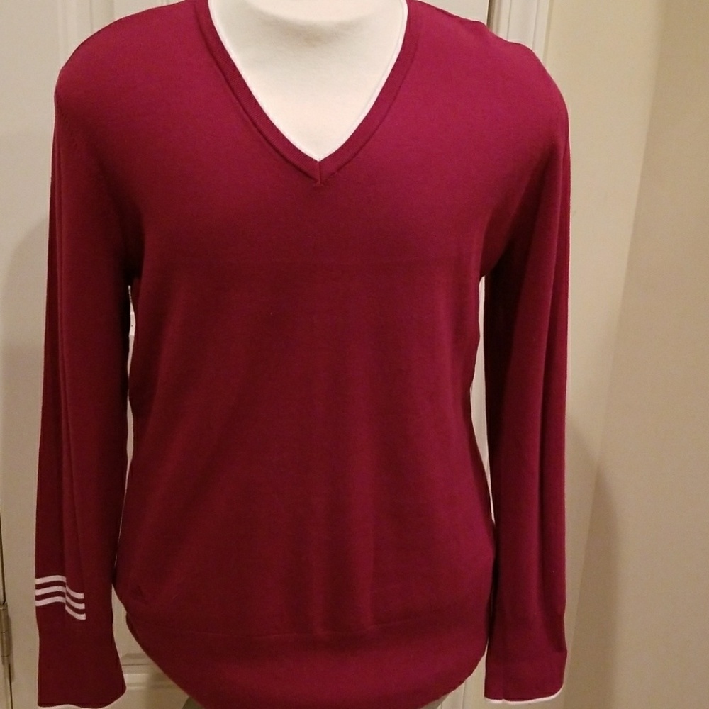 XL Adidas red sweater with white trim.